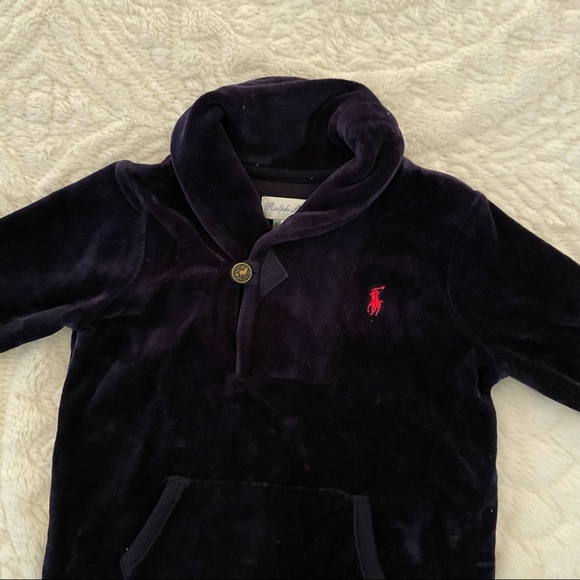 Ralph Lauren Navy Blue Velvet outfit/onesie - 6 months - Picture 2 of 5